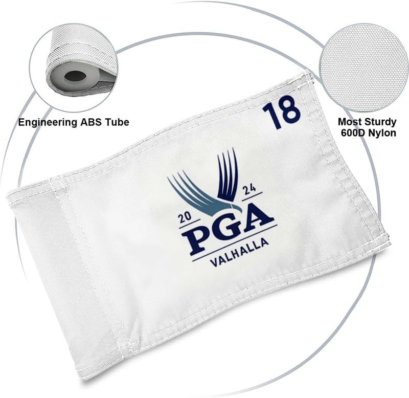 2BUT 2024 PGA Valhalla Golf Pin Flag Practic Putting Green Golf Flag For Backyard Garden Double-Sewn 600D Nylon Miniature Pin Flag Regulation Tube Flag(white 20"x13") - Image 3